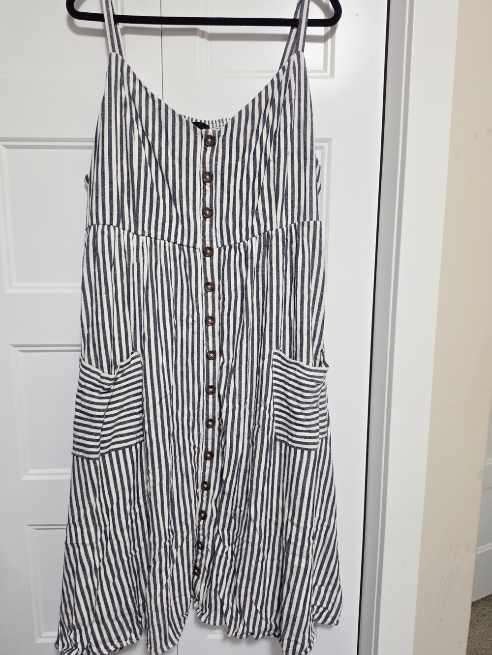 Torrid Striped Black Gray White Button-Front Sundress Sleeveless Plus Size 4